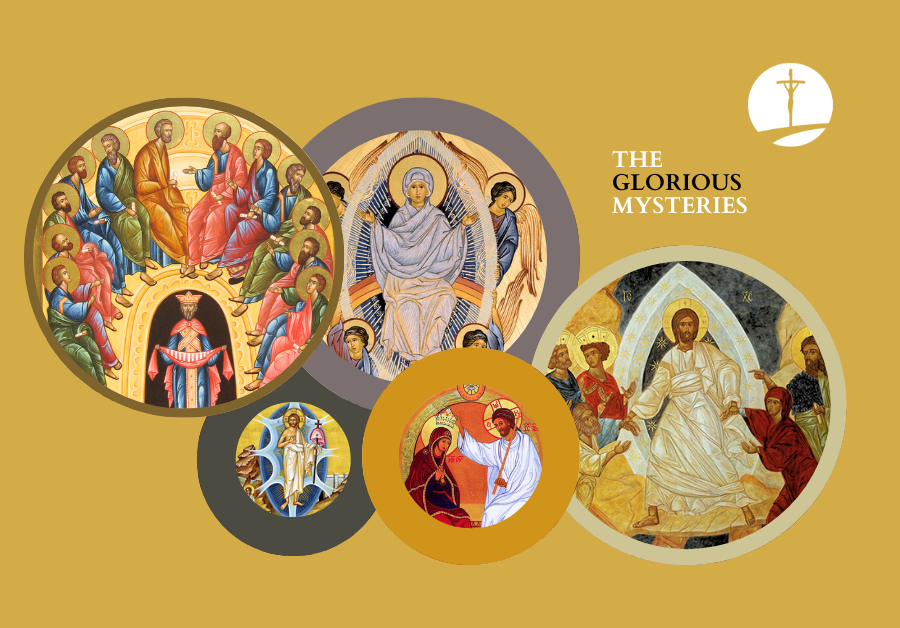 Catholic Iconography shows the Glorious Mysteries 