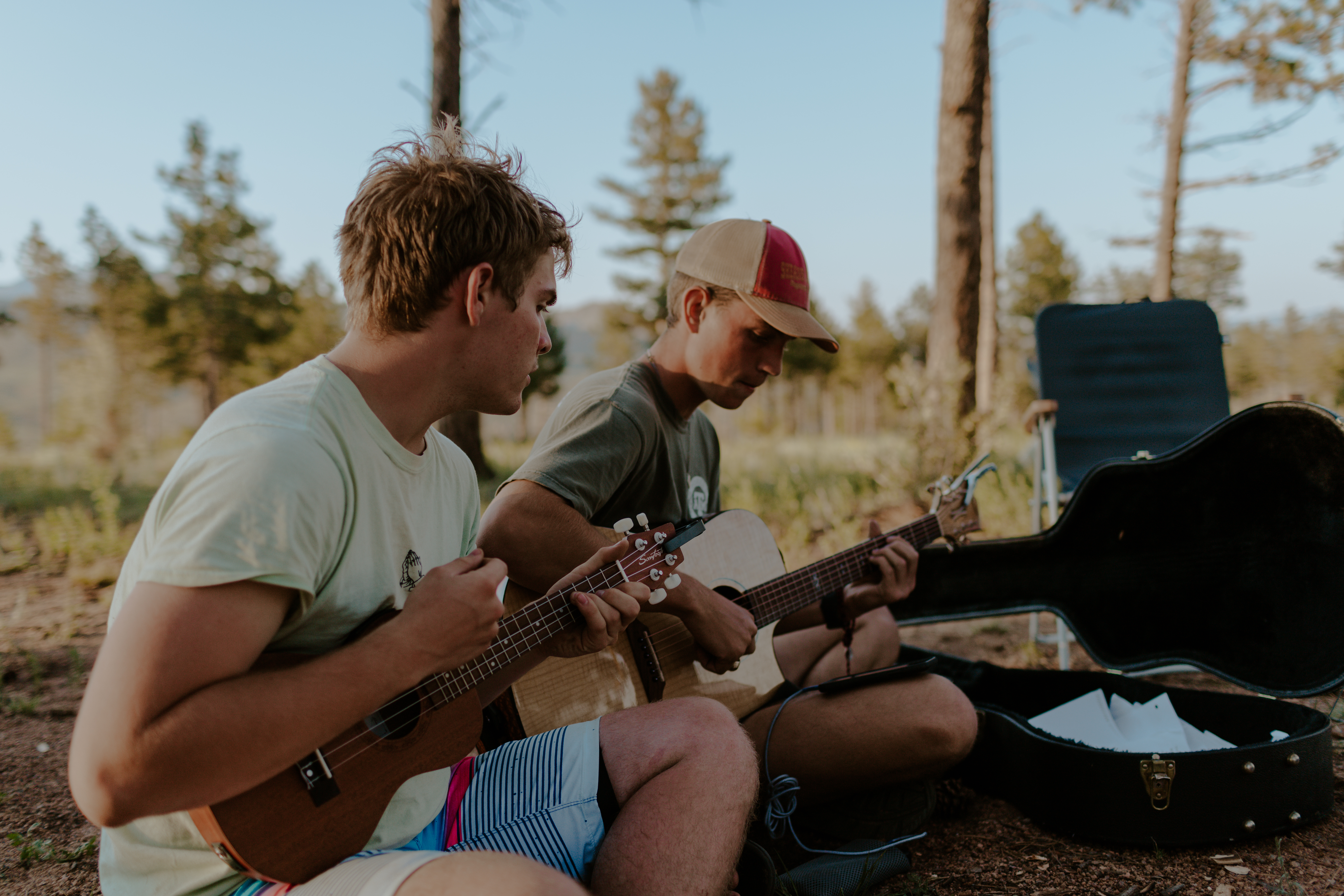 A few men play instruments together to show that music is something you should not give up for Lent.