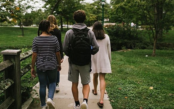 students walking