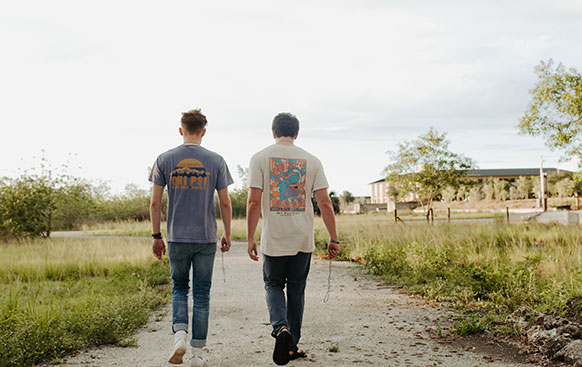 students walking